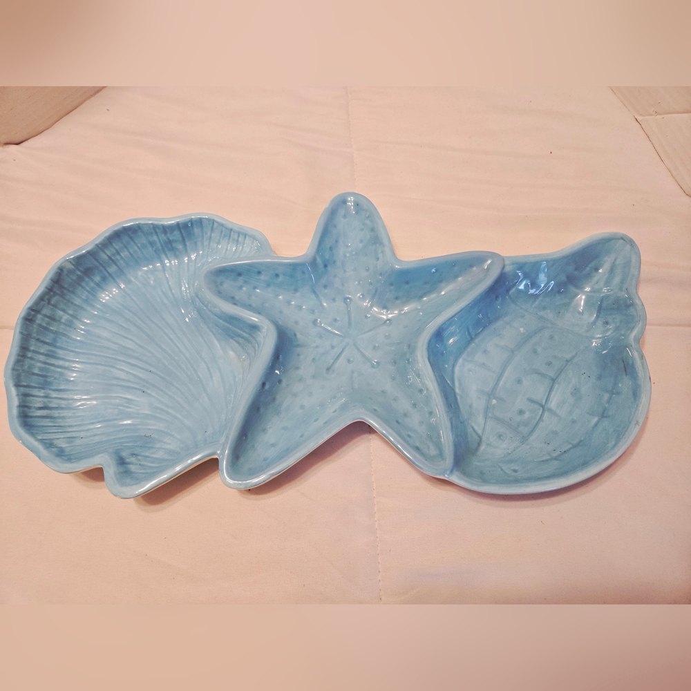 Amici Home Ceremic Bown Light Blue Centerpiece Shellfish Decor Retro